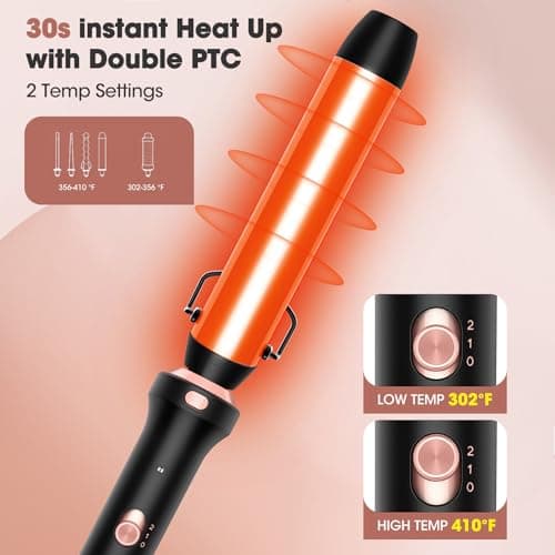 5-in-1 Ceramic Barrel Curling Iron with Thermal Brush & Travel Case
