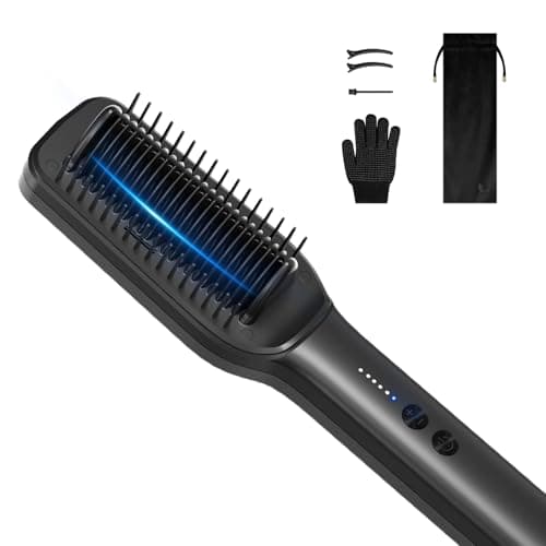 Women's Hair Straightener Brush with Negative Ion, 5 Temp Settings & Fast Heating