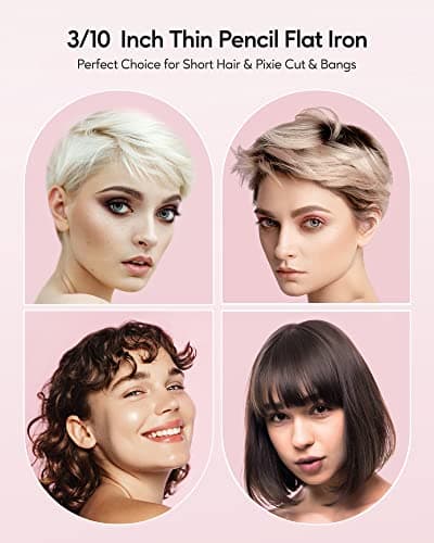 Wavytalk 3/10 Mini Flat Iron for Short Hair and Bangs with Anti-Pinch Design