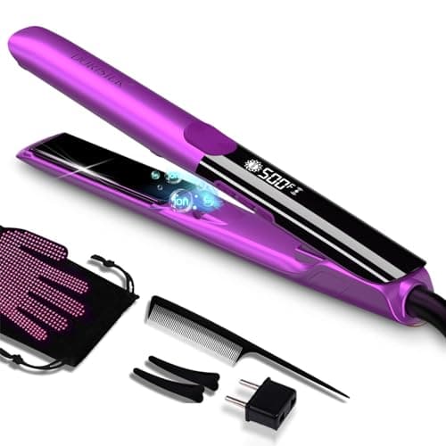 DORISILK Plasma Hair Straightener, 500 Degree Ceramic, 2-in-1 Straightener & Curler (Purple)
