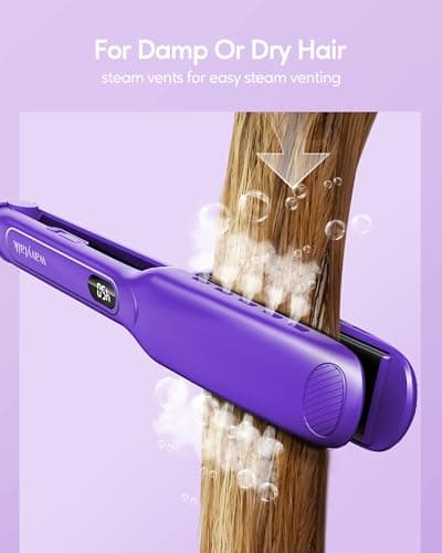 Wavytalk Classic Purple 1.7" Titanium Flat Iron 290℉-450℉ Thick Hair Straightener