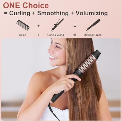 5-in-1 Curling Iron Set with Thermal Brush & 4 Ceramic Wand Sizes 0.5"-1.25", Fast Heating, Dual Voltage, Includes Glove