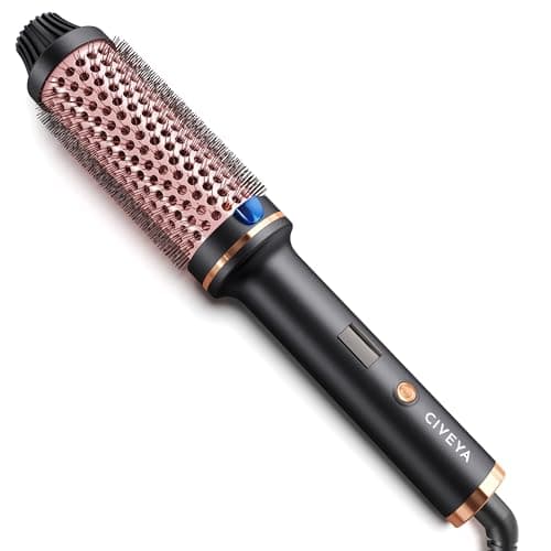 Temp Adjustable Ionic Thermal Curling Iron, 1.5 Inch Round Brush for Smooth Volumized Hair