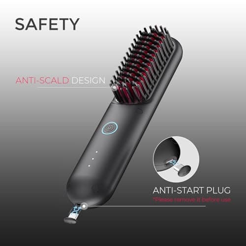 TYMO Porta Cordless Hair Straightener Brush | Mini USB Rechargeable Styling Comb