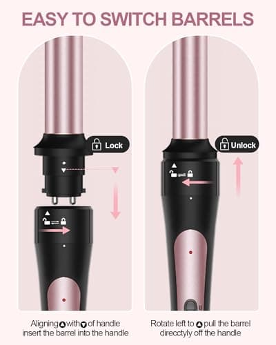 6 in 1 Curling Iron Set: 1.5in Wand, 1in Bubble Wand, 3 Ceramic Barrels, Instant Heat & Gloves (0.35"-1.25")