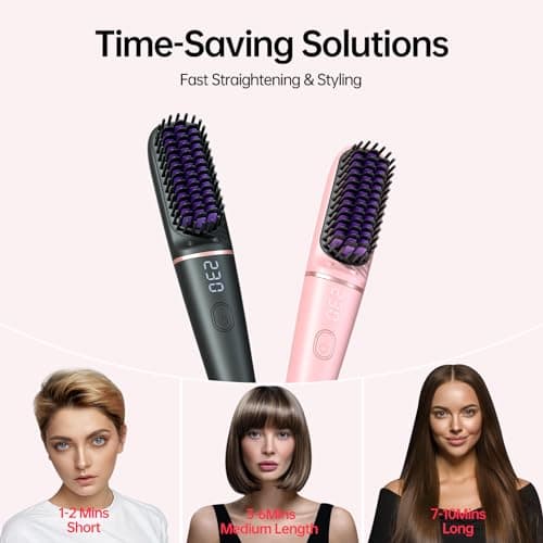 Ionic Hair Straightening Brush - 450 Million Negative Ions, 2 Temp Settings, Safe Auto-Off (Black)