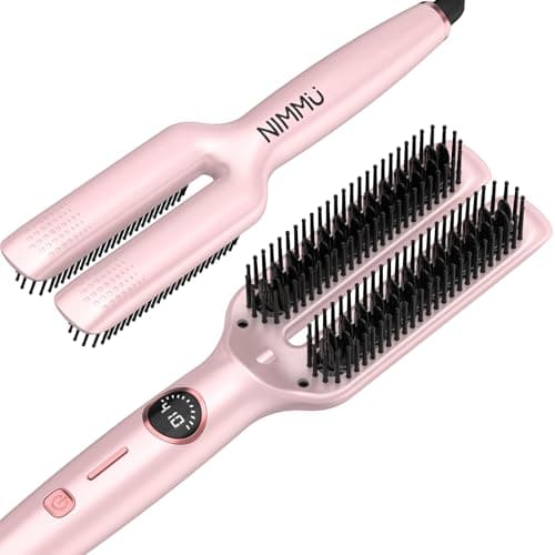 Nimmu Pink Ceramic Straightener Brush 5 Temp Home Salon Flat Iron