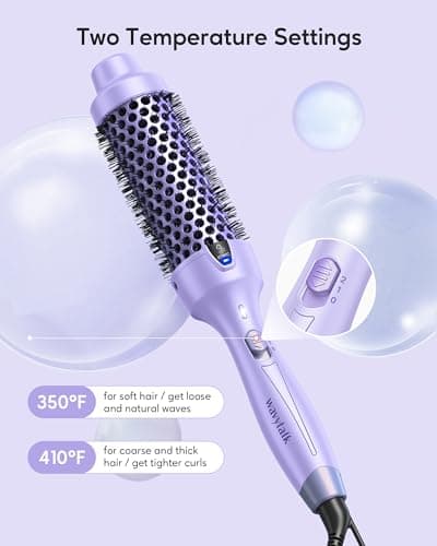 Ionic Heated Round Brush for Effortless Styling and Beautiful Curls - Dual Voltage (Purple)