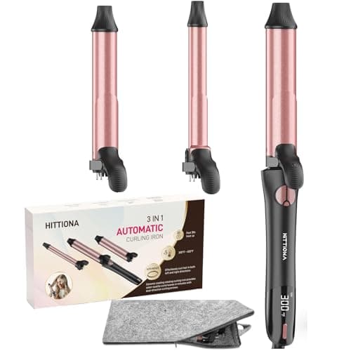 3-in-1 Rose Gold Curling Iron - Lasting Beach Waves, Adjustable Temp, Dual Voltage