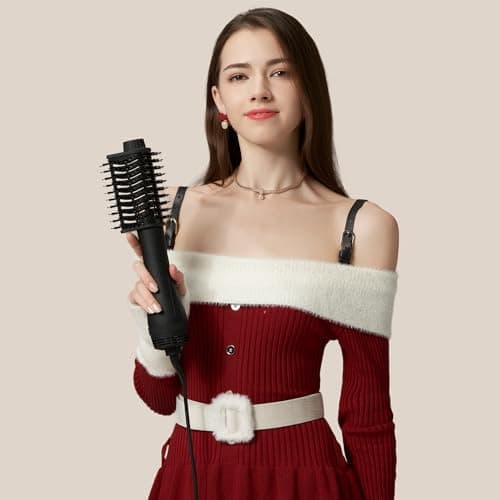 Aina 65MM 2-in-1 Titanium Hot Air Brush & Blow Dryer | 3 Heat Settings, 360° Vented Airflow