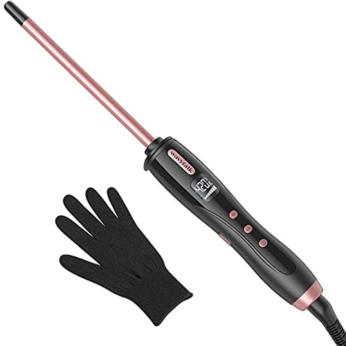 WavyTalk 3/8 Inch Curling Iron Wand, Adjustable Temp, Rose Pink