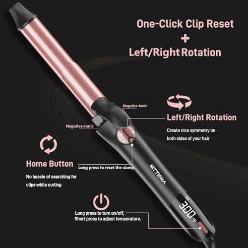 3-in-1 Rose Gold Curling Iron - Lasting Beach Waves, Adjustable Temp, Dual Voltage