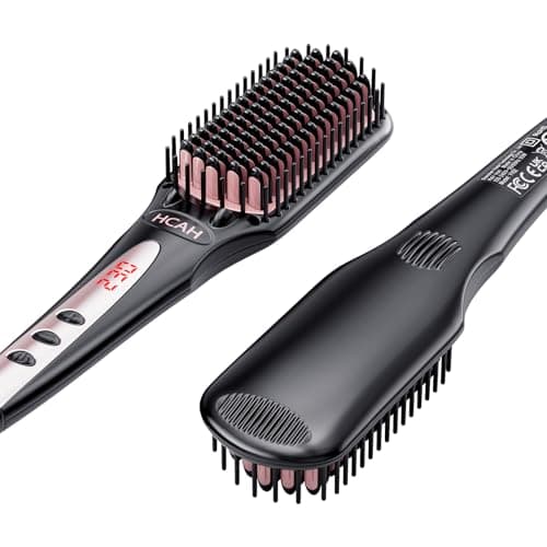 28 Temperature Settings ceramic straightener brush for fine hair, frizz-free & included glove