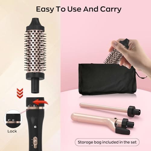 Javelove 3-in-1 Curling Iron Set with Thermal Brush & Ceramic Wands