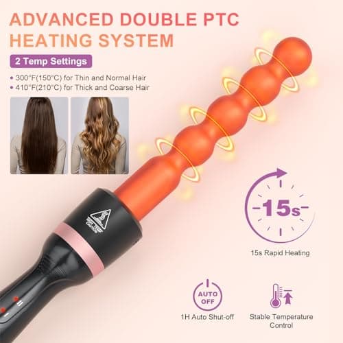 Sixriver 5-in-1 Curling Wand Set, Fast Heating & Long Lasting Curls