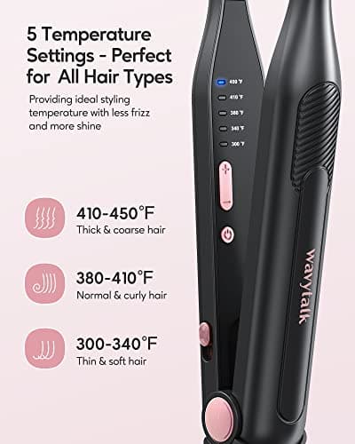 Wavytalk 3/10 Mini Flat Iron for Short Hair and Bangs with Anti-Pinch Design
