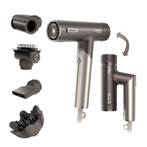 SpeedStyle Shark Hair Dryer | No Heat Damage Styling | 3 Tools Included | Portable & Powerful | Best for Straight & Wavy