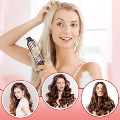 Rose Gold 1.5 Inch Heated Brush & Curling Iron for Volumizing & Styling