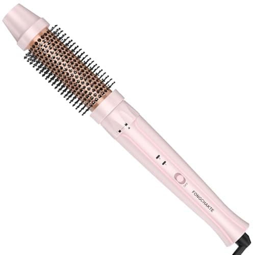 Thermal Heated 1.5 Inch Round Curling Iron, Anti-Scald Bristles, Instant Heat, Dual Voltage, Professional Travel