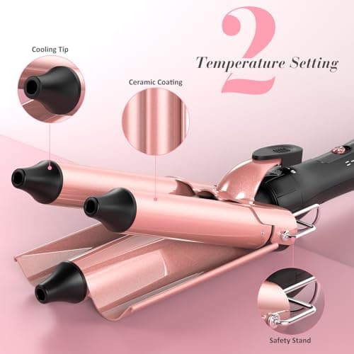 MOCEMTRY 5-in-1 Curling Wand Set with Temp Control for Women