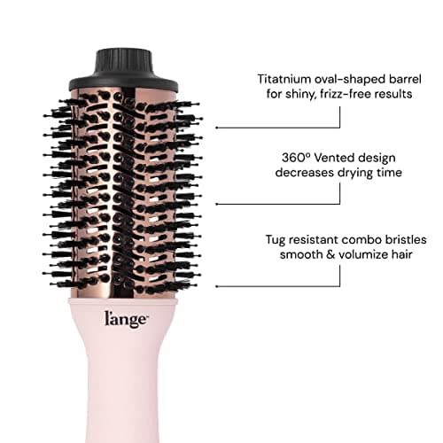L'ANGE HAIR Le Volume 2-in-1 Titanium Blow Dryer Brush | Smooth, Frizz-Free Hair (Blush - 60mm)