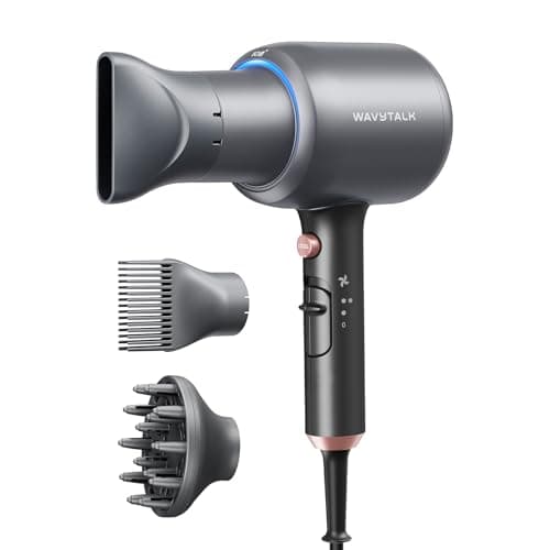 Wavytalk Ionic Hair Dryer, Fast & Quiet Drying with Ceramic Tech, 3 Attachments, Rose Gold