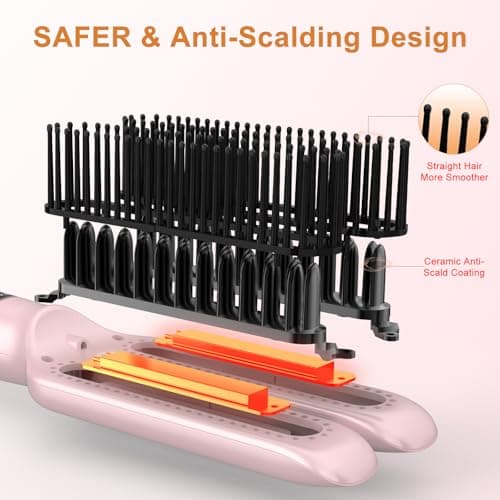 Nimmu Pink Ceramic Straightener Brush 5 Temp Home Salon Flat Iron
