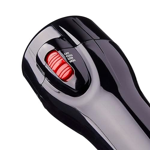 KISS Ceramic Tourmaline Hair Dryer, Cool Touch Nozzle, 450°F, 3 Styling Attachments
