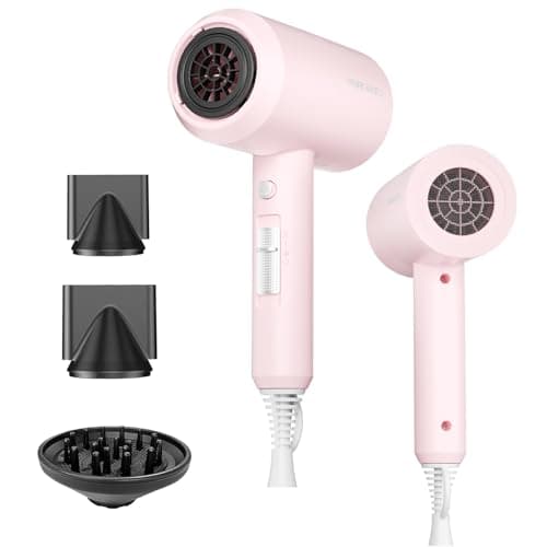 SHRATE Lightweight Ionic 1800W Hair Dryer with Diffuser - Fast & Quiet for Travel & Styling