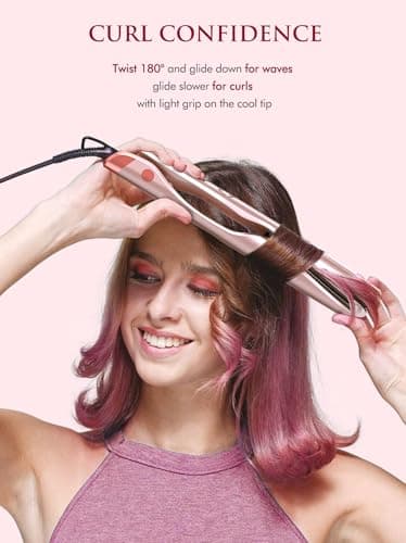 LANDOT 2-in-1 Flat Iron & Curling Iron | 30s Heat-Up, 12 Temp Settings, Ceramic Coating | Salon-Perfect Straight & Curl