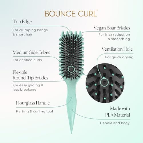 Teal 5-in-1 EdgeLift Brush for Defined Curls & Waves - Reduces Frizz