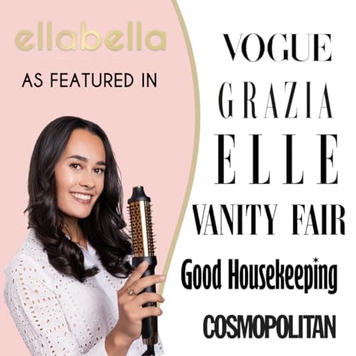 ELLA BELLA Negative ION Plasma Heated Round Brush • Volumizer & Curler • Fast HeatUp • Dual Voltage