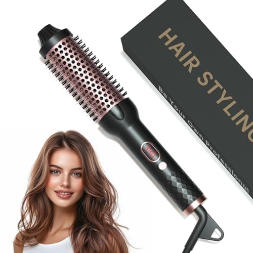 Negative Ion 1.5 Inch Heated Curling Brush, 10 Temps Anti-Scald Bristles