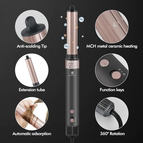 4-in-1 Professional Hair Dryer with Hot Air Curling Wand for Fast Drying & Volumizing