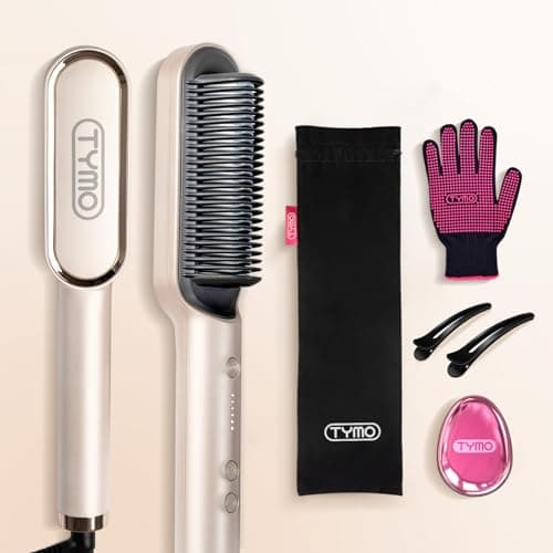 TYMO Ring Hair Straightener Brush for Women, Fast Heating & Dual Voltage