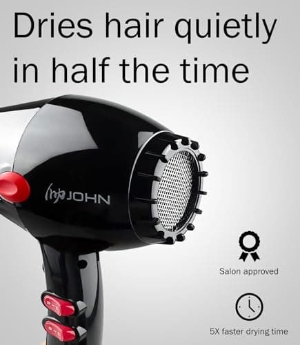 JOHN Ionic 2200W Super Fast Drying Salon Blow Dryer, 2 Nozzles, Blast Turbo 6900