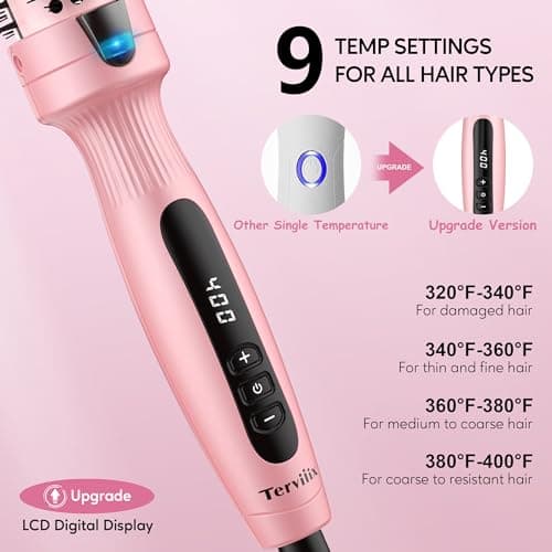 Terviiix 1.25 Inch Ceramic Thermal Curling Iron, 9 Temp Digital Display Ionic Wand