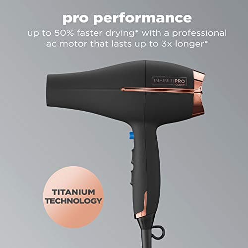 Conair INFINITIPRO AC Motor Hair Dryer with Ceramic Tech & Diffuser | Black