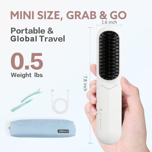Webeauty Cordless Hair Straightener Brush - 200M Negative Ions, Fast Heating, Dual Voltage USB Rechargeable