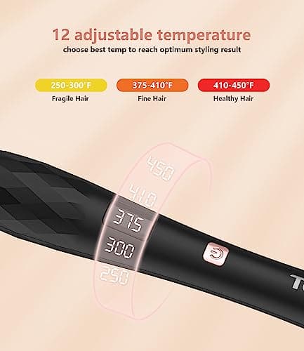 Terviiix 9mm Thin Ceramic Curling Iron with Argan Oil, Digital Temp & Auto-Off