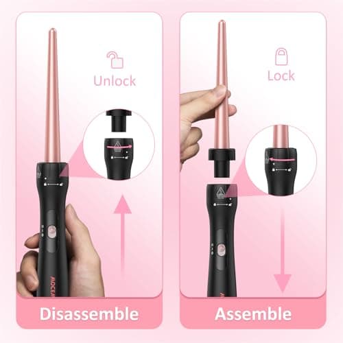 MOCEMTRY 5-in-1 Curling Wand Set with Temp Control for Women