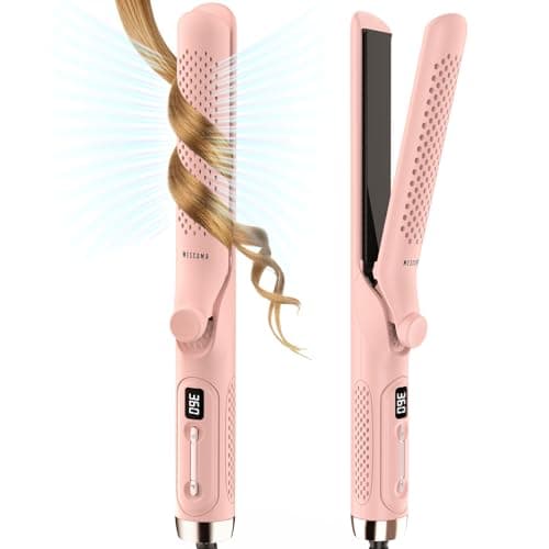 Dual Voltage Flat Iron Curling Wand for Travel - 1.25 Inch Hair Styler and Curler with 360° Airflow