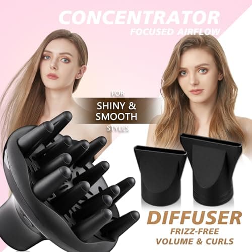 VAGARY Professional 2200W Blower Dryer with Diffuser Nozzles & Cool Shot Button