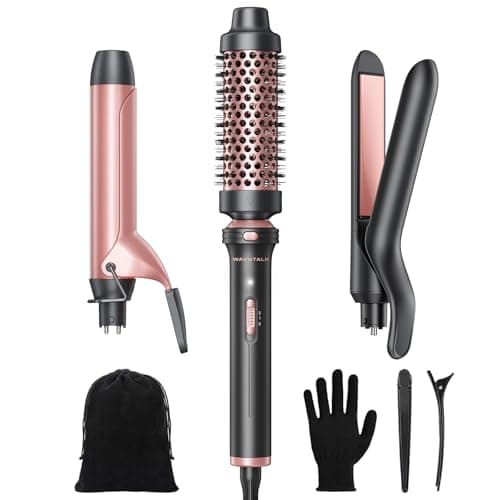 WavyTalk 3-in-1 Curling Wand Set: Multi-Curl, Flat Iron & Heated Brush, 1.25" Barrel
