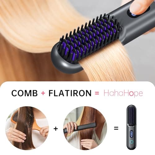 Portable 9600mAh Cordless Hair Straightener Brush