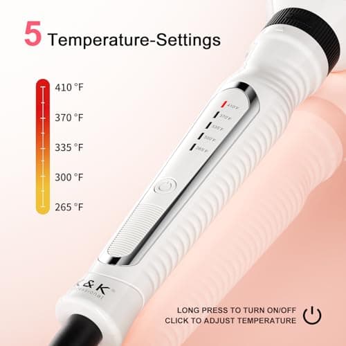 K&K 3-in-1 Thermal Brush Set: Ceramic Hot Brush & Curling Wand for All Hair Types