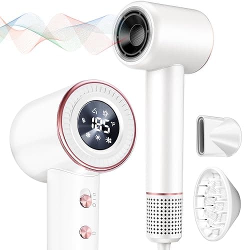Rudd High-Speed Hair Dryer with Diffuser, 110000 RPM Motor, Fast Drying, Low Noise, White