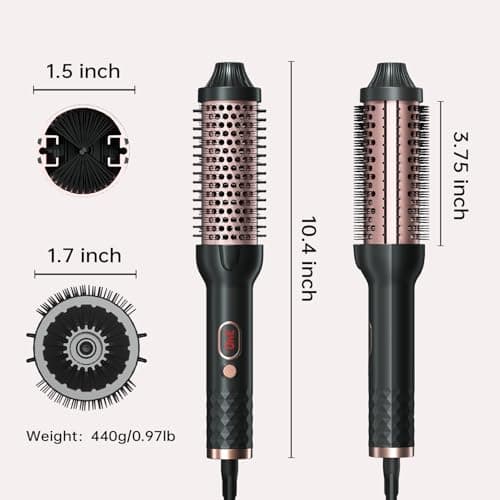 Negative Ion 1.5 Inch Heated Curling Brush, 10 Temps Anti-Scald Bristles