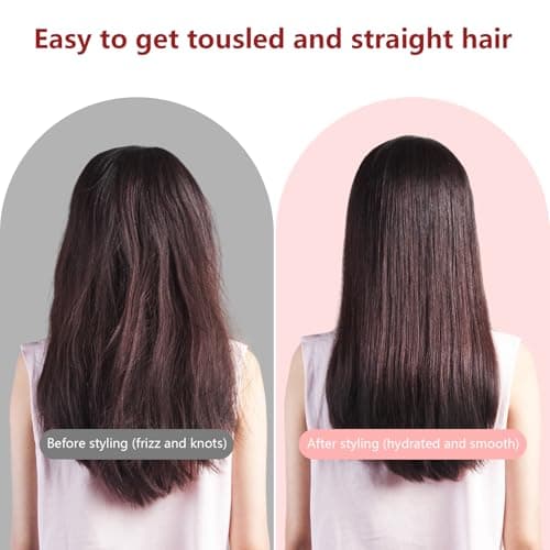 28 Temperature Settings ceramic straightener brush for fine hair, frizz-free & included glove