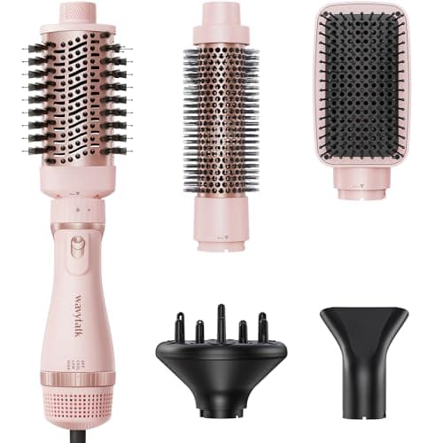 Wavytalk 5-in-1 Hair Dryer Brush Kit - Fast Drying & Styling Tools for Quick Blowouts, Pink
